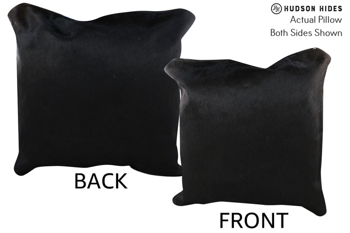 Solid Black 20"x20" Brazilian Cowhide Pillow #76414 by Hudson Hides