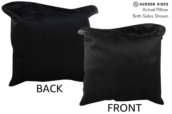 Solid Black 20"x20" Brazilian Cowhide Pillow #76429 by Hudson Hides