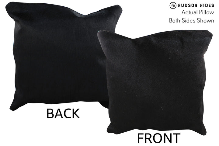 Solid Black 20"x20" Brazilian Cowhide Pillow #76450 by Hudson Hides