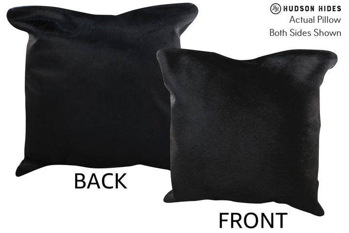Solid Black 20"x20" Brazilian Cowhide Pillow #76477 by Hudson Hides
