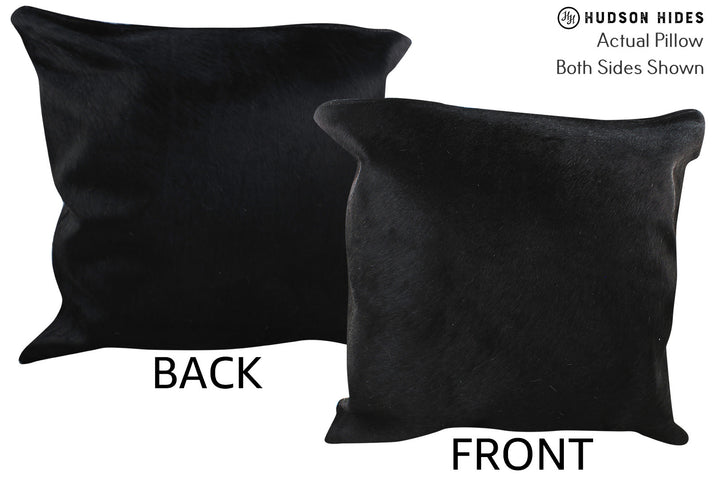 Solid Black 20"x20" Brazilian Cowhide Pillow #76481 by Hudson Hides