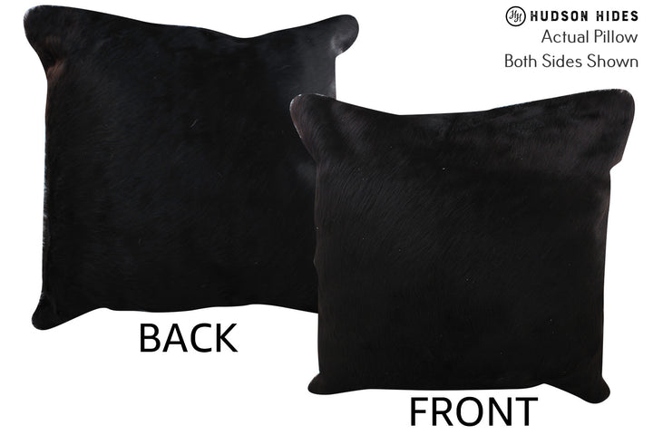 Solid Black 20"x20" Brazilian Cowhide Pillow #76490 by Hudson Hides