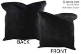 Solid Black 20"x20" Brazilian Cowhide Pillow #76502 by Hudson Hides