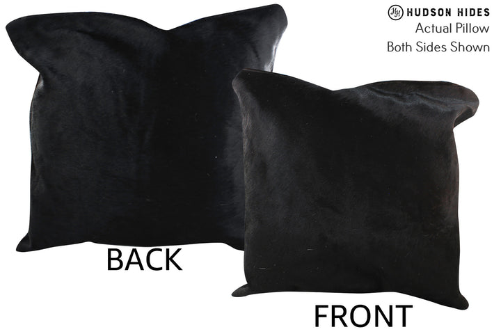 Solid Black 20"x20" Brazilian Cowhide Pillow #76502 by Hudson Hides