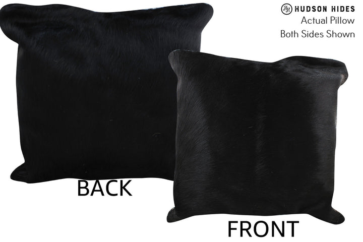 Solid Black 20"x20" Brazilian Cowhide Pillow #76507 by Hudson Hides