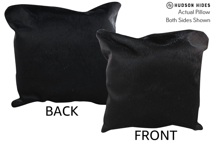 Solid Black 20"x20" Brazilian Cowhide Pillow #76514 by Hudson Hides