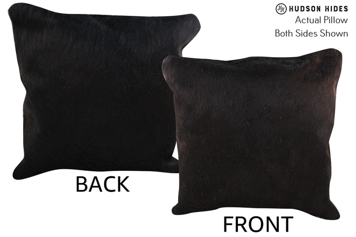 Solid Black 20"x20" Brazilian Cowhide Pillow #76523 by Hudson Hides