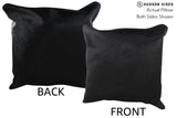 Solid Black 20"x20" Brazilian Cowhide Pillow #76533 by Hudson Hides
