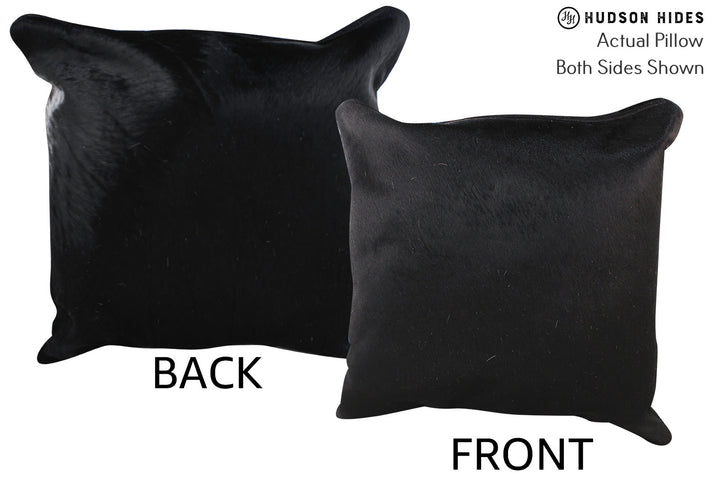 Solid Black 20"x20" Brazilian Cowhide Pillow #76533 by Hudson Hides