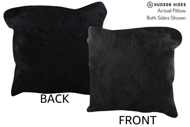 Solid Black 20"x20" Brazilian Cowhide Pillow #76536 by Hudson Hides