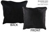 Solid Black 20"x20" Brazilian Cowhide Pillow #76546 by Hudson Hides