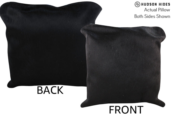 Solid Black 20"x20" Brazilian Cowhide Pillow #76573 by Hudson Hides