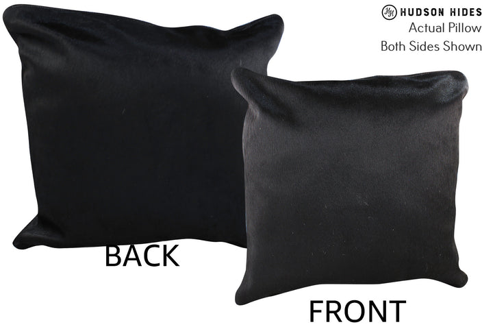 Solid Black 20"x20" Brazilian Cowhide Pillow #76587 by Hudson Hides