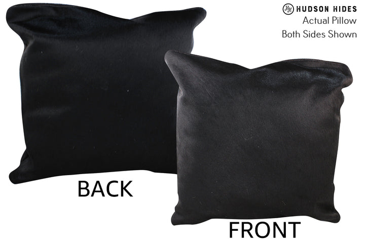 Solid Black 20"x20" Brazilian Cowhide Pillow #76597 by Hudson Hides