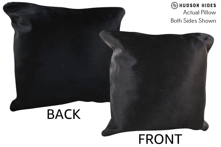 Solid Black 20"x20" Brazilian Cowhide Pillow #76631 by Hudson Hides