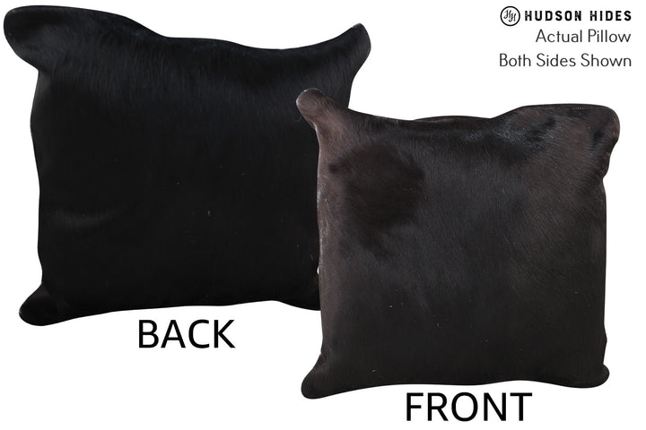 Solid Black 20"x20" Brazilian Cowhide Pillow #76642 by Hudson Hides