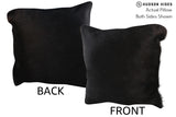 Solid Black 20"x20" Brazilian Cowhide Pillow #76682 by Hudson Hides