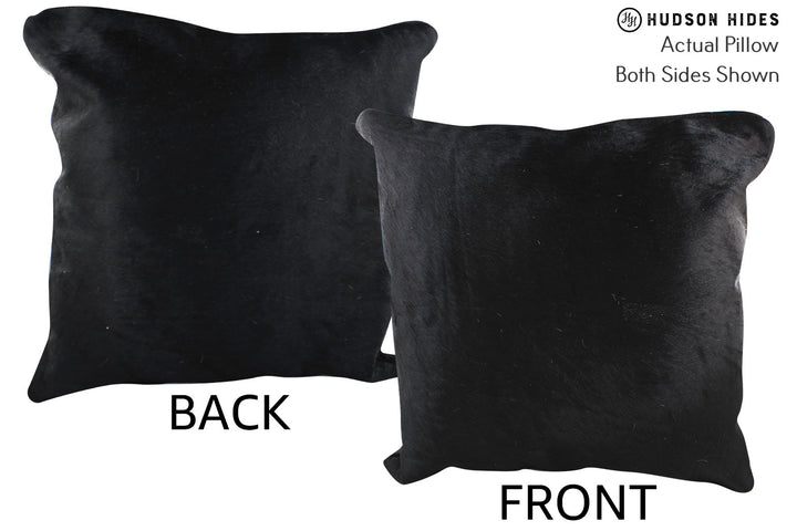 Solid Black 20"x20" Brazilian Cowhide Pillow #76705 by Hudson Hides