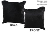 Solid Black 20"x20" Brazilian Cowhide Pillow #76712 by Hudson Hides