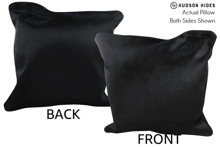 Solid Black 20"x20" Brazilian Cowhide Pillow #76744 by Hudson Hides