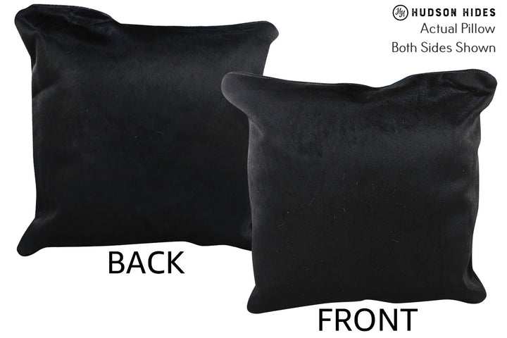 Solid Black 20"x20" Brazilian Cowhide Pillow #76764 by Hudson Hides
