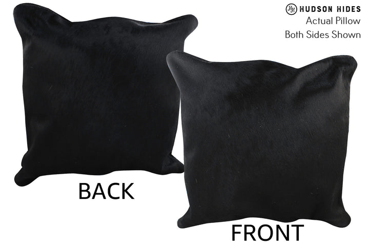 Solid Black 20"x20" Brazilian Cowhide Pillow #76833 by Hudson Hides