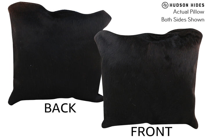 Solid Black 20"x20" Brazilian Cowhide Pillow #76860 by Hudson Hides