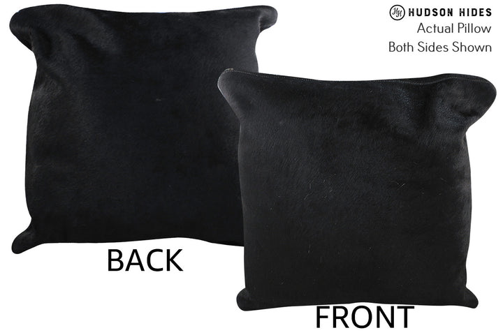 Solid Black 20"x20" Brazilian Cowhide Pillow #76868 by Hudson Hides