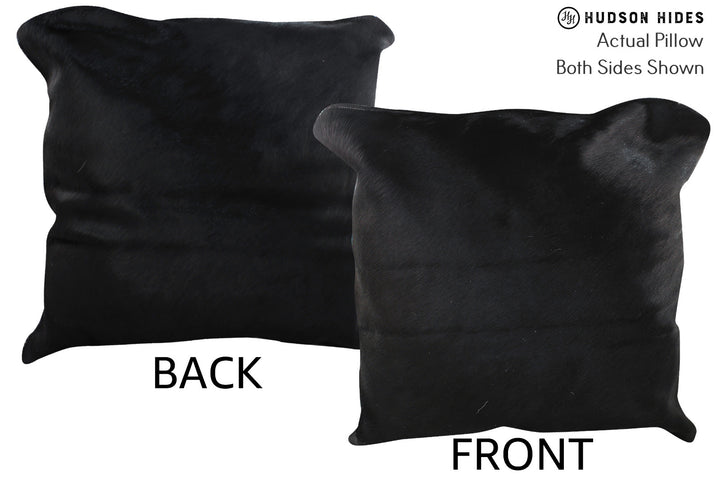 Solid Black 20"x20" Brazilian Cowhide Pillow #76886 by Hudson Hides