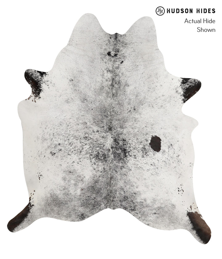 Salt and Pepper Black X-Large Brazilian Cowhide Rug 7'3"H x 6'5"W #82222 by Hudson Hides