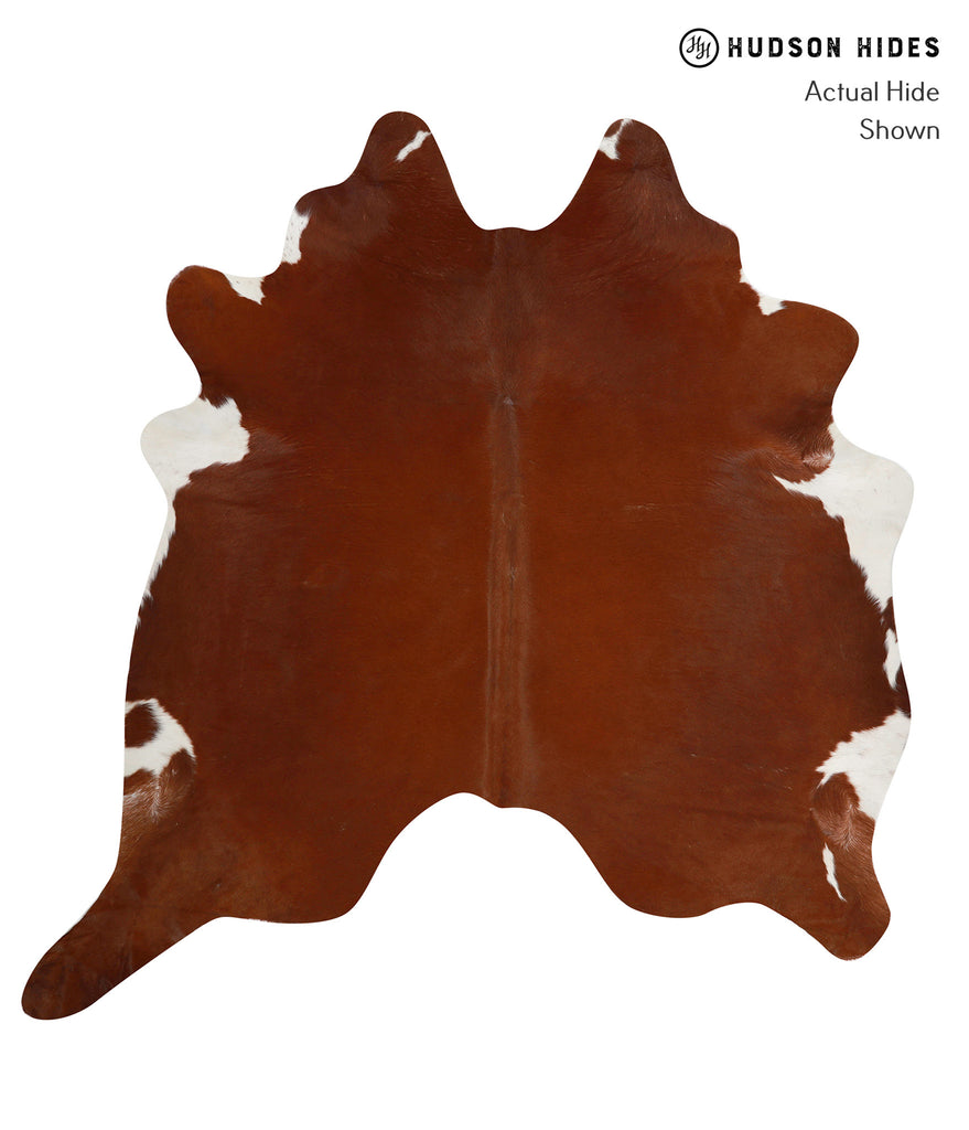 Brown and White Regular XX-Large Brazilian Cowhide Rug 7'7"H x 7'5"W #82270 by Hudson Hides
