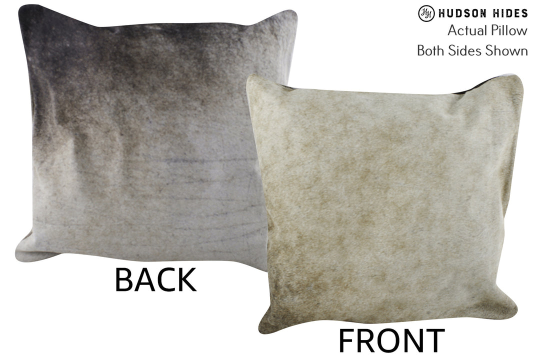 Grey with Beige 16"x16" Brazilian Cowhide Pillow #86592 by Hudson Hide