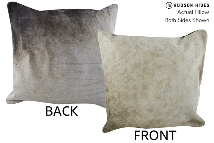 Grey with Beige 16"x16" Brazilian Cowhide Pillow #86592 by Hudson Hides