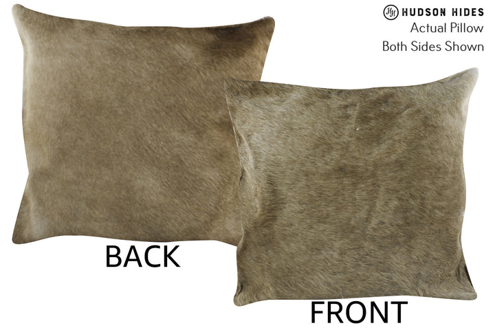 Taupe 16"x16" Brazilian Cowhide Pillow #86666 by Hudson Hides
