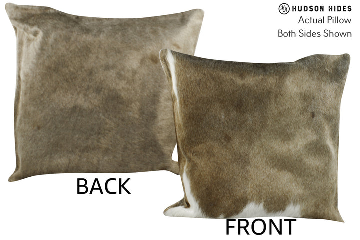 Taupe 16"x16" Brazilian Cowhide Pillow #86694 by Hudson Hides