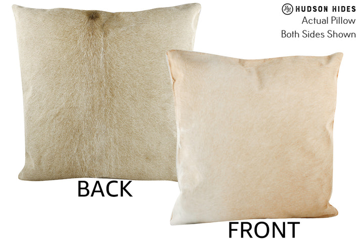 Beige 20"x20" Brazilian Cowhide Pillow #87462 by Hudson Hides