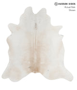 Ivory with Beige X-Large Brazilian Cowhide Rug 6'8"H x 6'4"W #92804 by Hudson Hides
