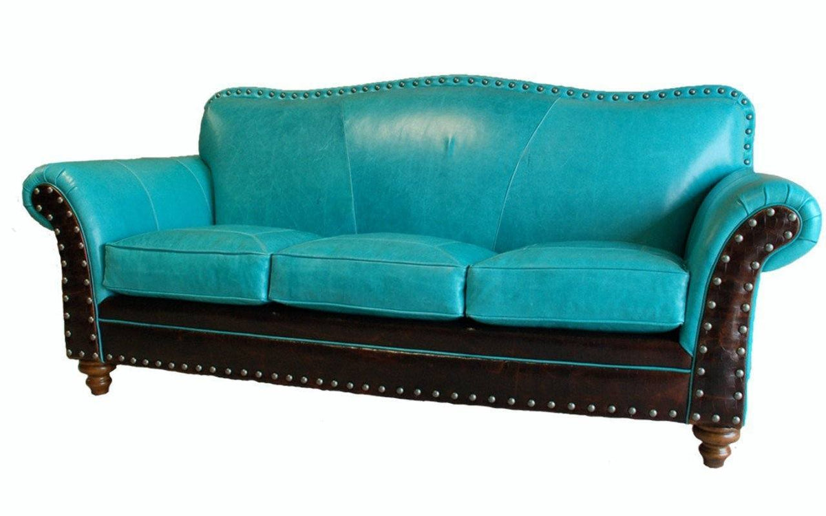 Turquoise Shell Sofa Albuquerque 3 cushion Turquoise Sofa – Cowhides Direct