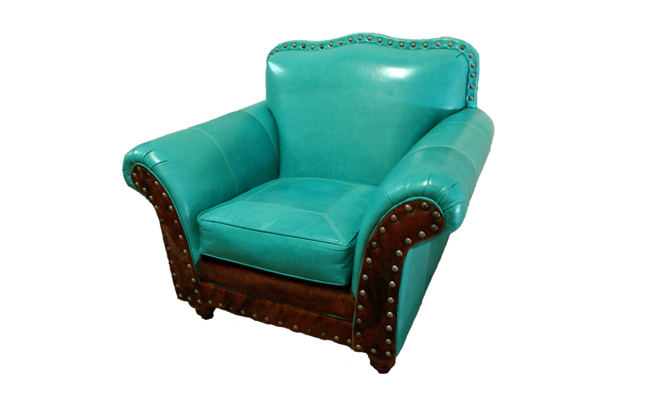 Albuquerque Turquoise Western Leather Club Chair