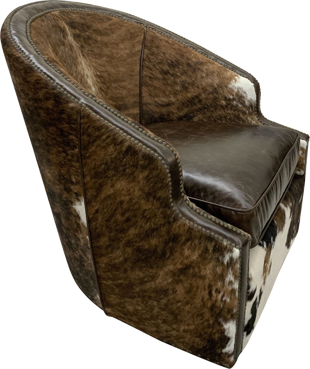 Bronco Barrel Western Cowhide Chair