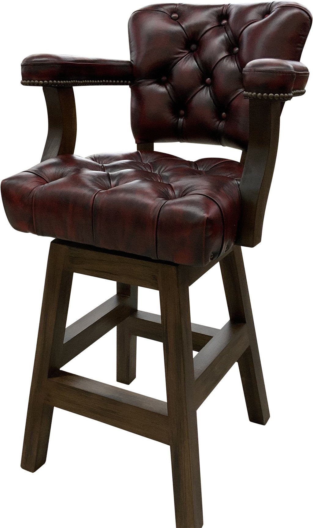 Hand Rubbed Crimson tufted Barstool