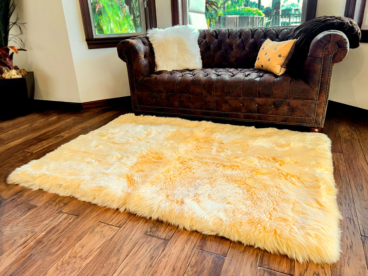 Cream New Zealand Sheepskin Area Rug 4' x 6' by Hudson Hides