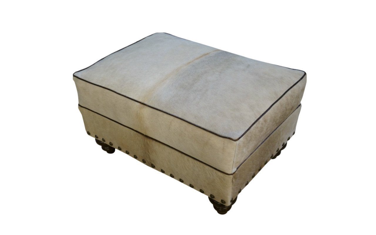 Mountain Modern White Cowhide Ottoman