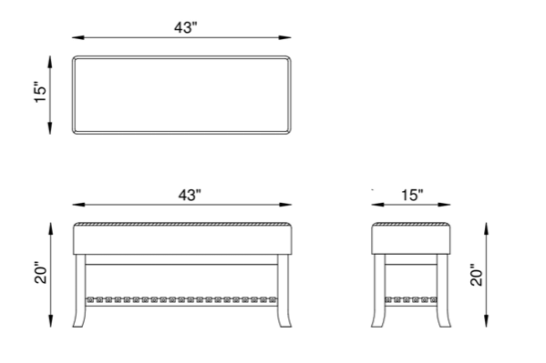 Eleanor Rigby Nashville 0A Bench Ottoman