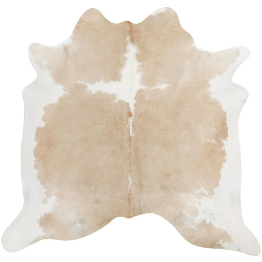 Beige and White Brazilian Cowhide Rug