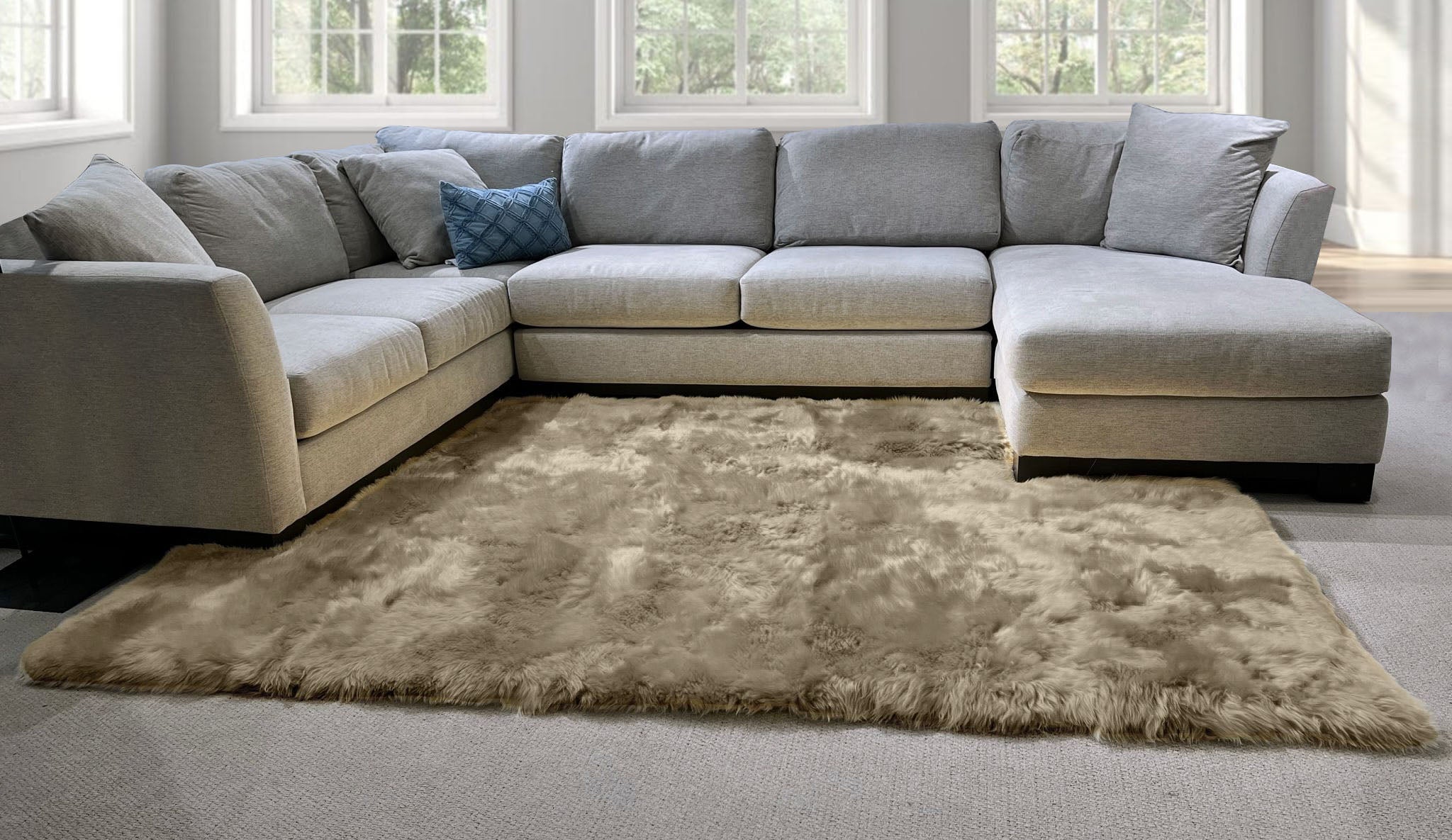 Taupe New Zealand Sheepskin Area Rug 6' x 8' by Hudson Hides