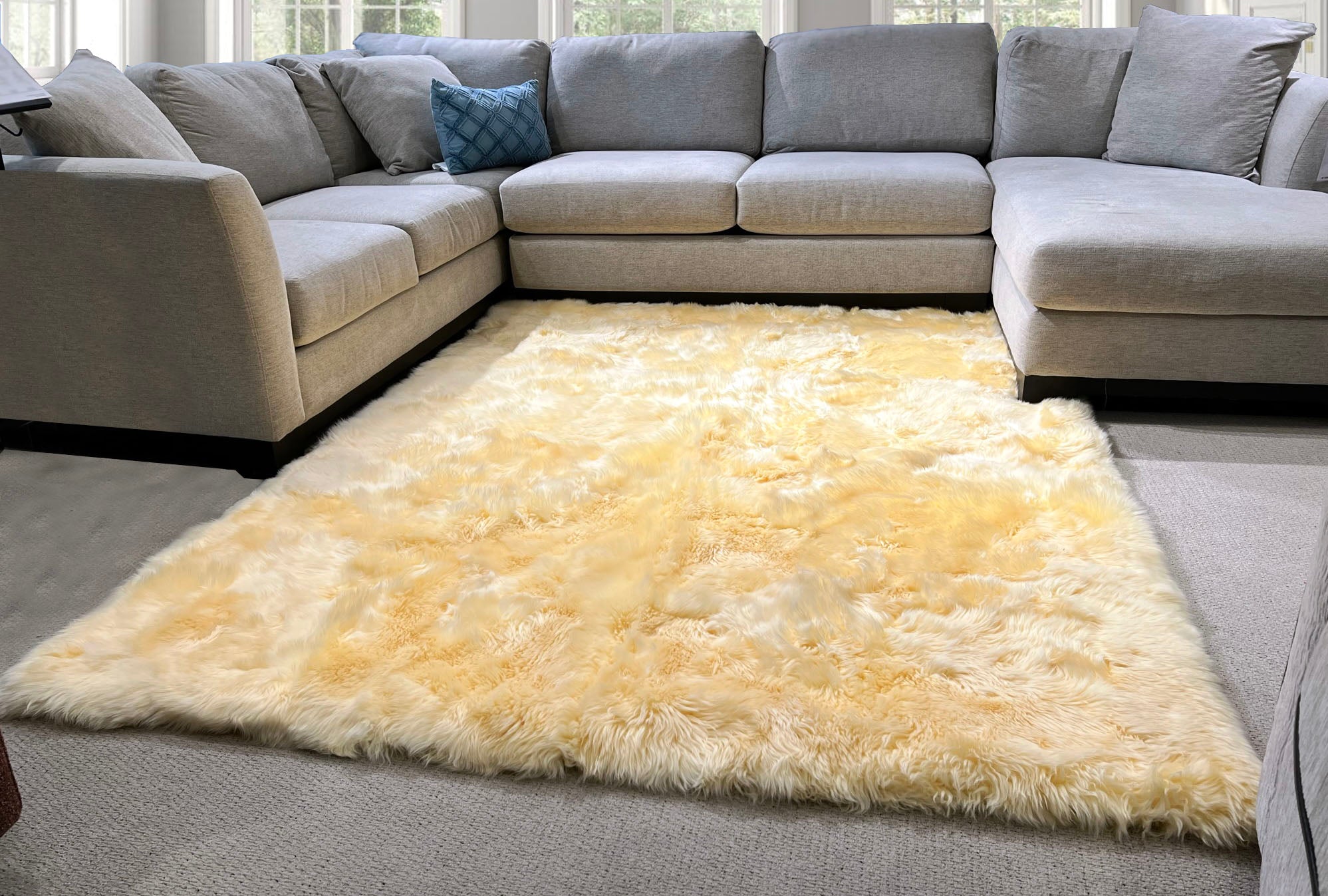 Cream New Zealand Sheepskin Area Rug 8' x 11.5' by Hudson Hides