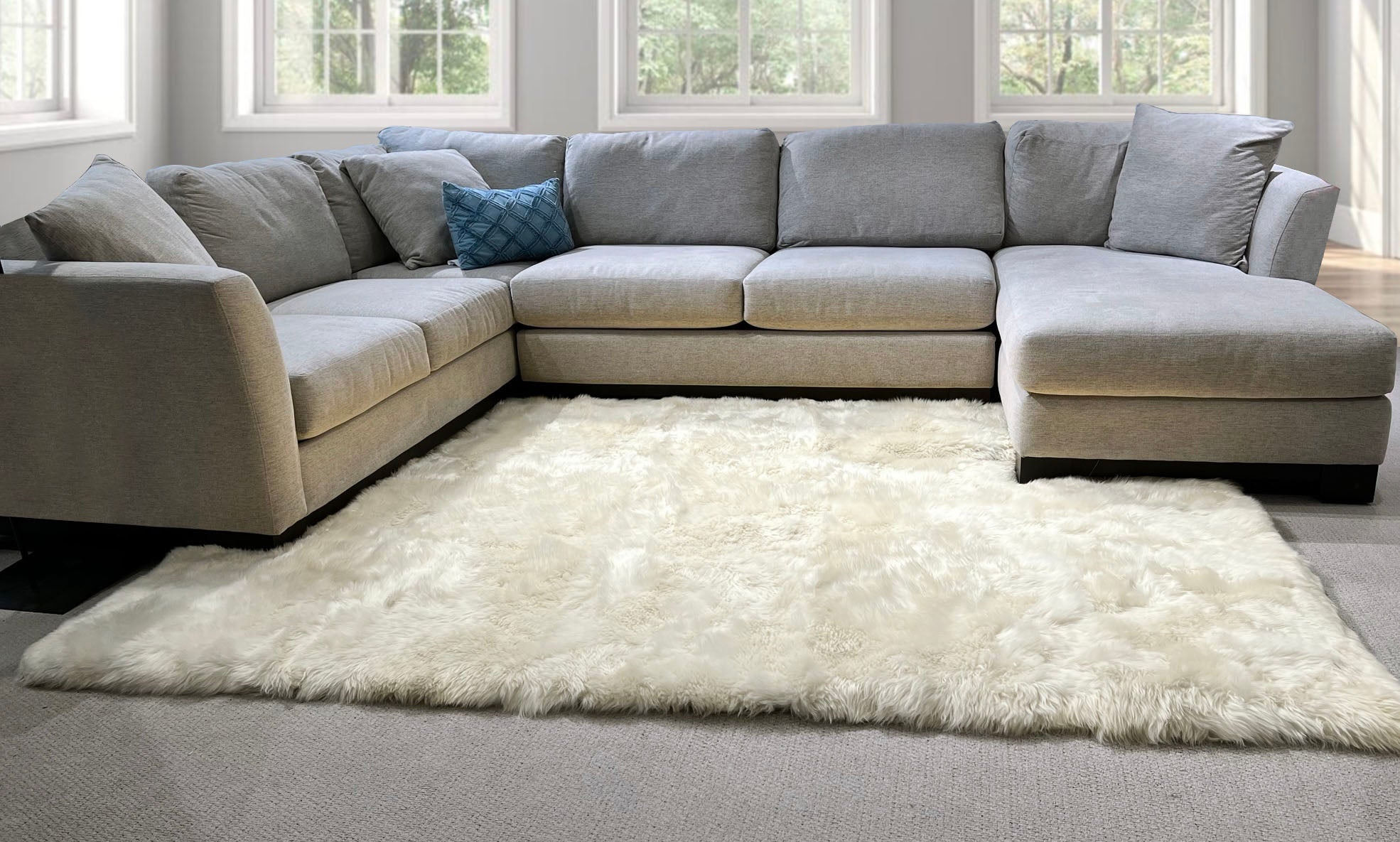 White New Zealand Sheepskin Area Rug 8' x 11.5' by Hudson Hides