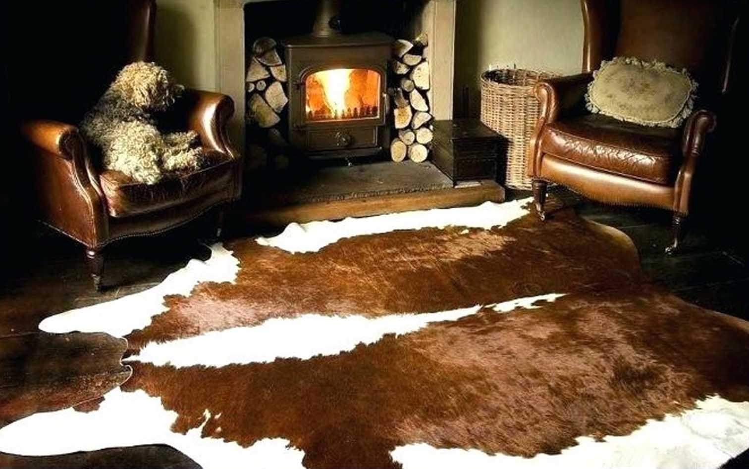 Brown and White Brazilian Cowhide Rug