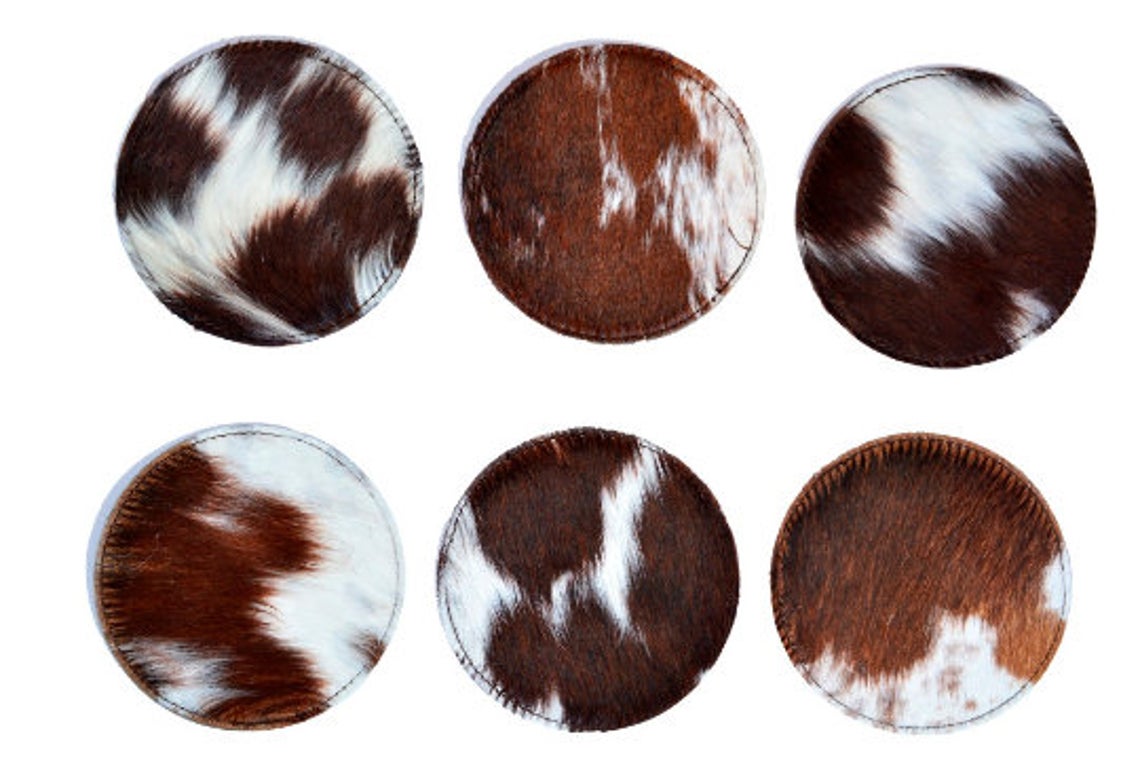 Cowhide Coasters - Brindle / Tricolor Assorted